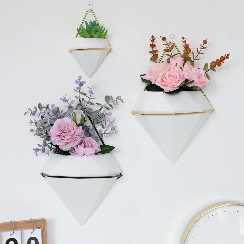 Marble Pattern Wall Hanging Flower Pot Creative Artificial Plant Dried Flower Pot Ceramic Flower Pot