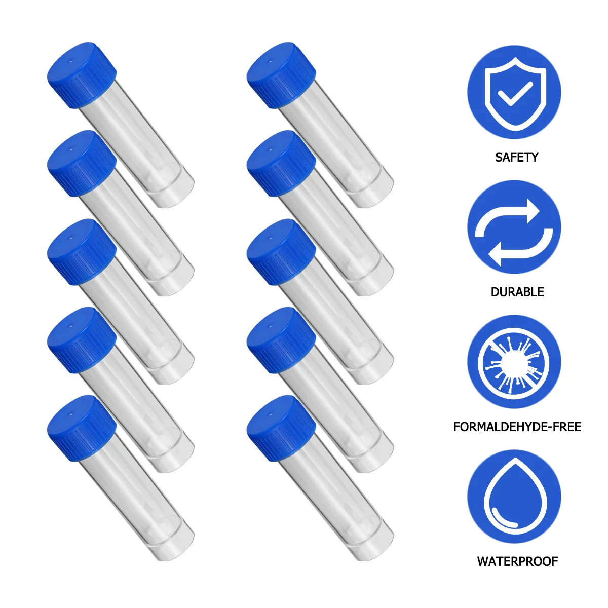 

10Pcs Plastic Sampling Cup Air Water Tight Secure Cap for Clinical Laboratory Use Specimen Storage Container Specimen Cup