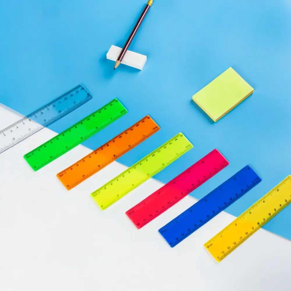 For Haiyuan Stationery 15cm Colorful Plastic Ruler Transparent Measuring Tool For Student School Office Drafting