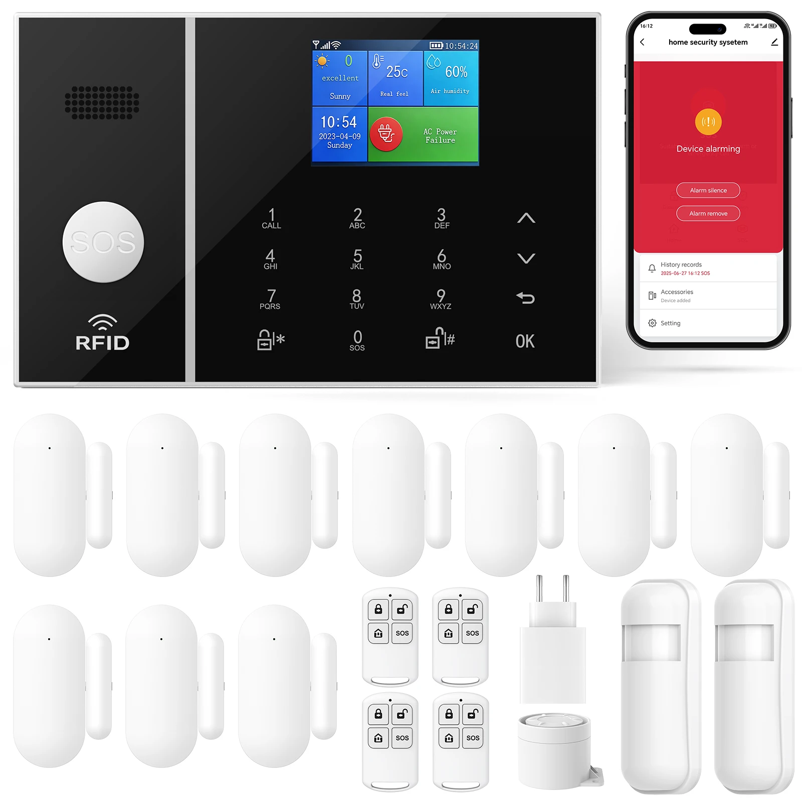 Image of PGST Tuya WiFi 4G GSM Alarmanlage Einbruchmeldeanlage Bewegungsmelder Tür- und Fenstersensor für mehr Sicherheit im Haushalt Smart Life