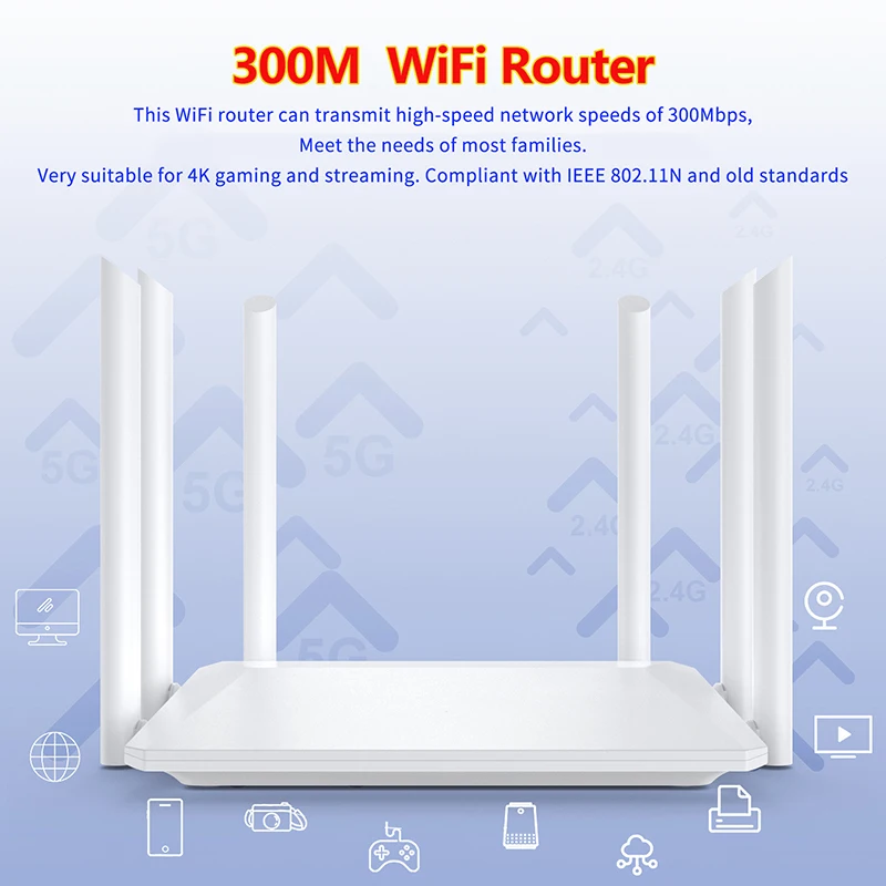 300M External Antenna Wireless Wifi Router Wide Coverage WiFi Repeater AP For Laptop Computer Phone TV Sitting Room Living Room