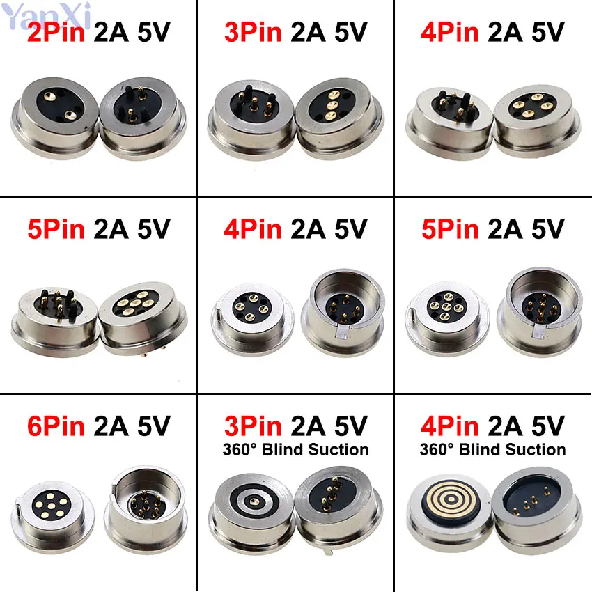 1Pair 2/3/4/5/6Pin Waterproof Magnet Suction Spring Pogo Pin Male Female Probe DC Power Charging Magnetic Connector