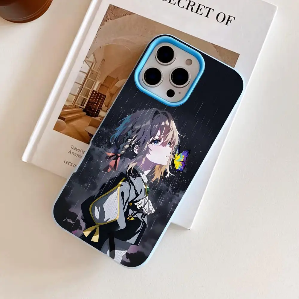 

Чехол для телефона Violet Evergarden для iPhone 17 16 15 14 13 12 11 Air Pro Max Plus, двухслойный, светло-голубой, с эффектом желе