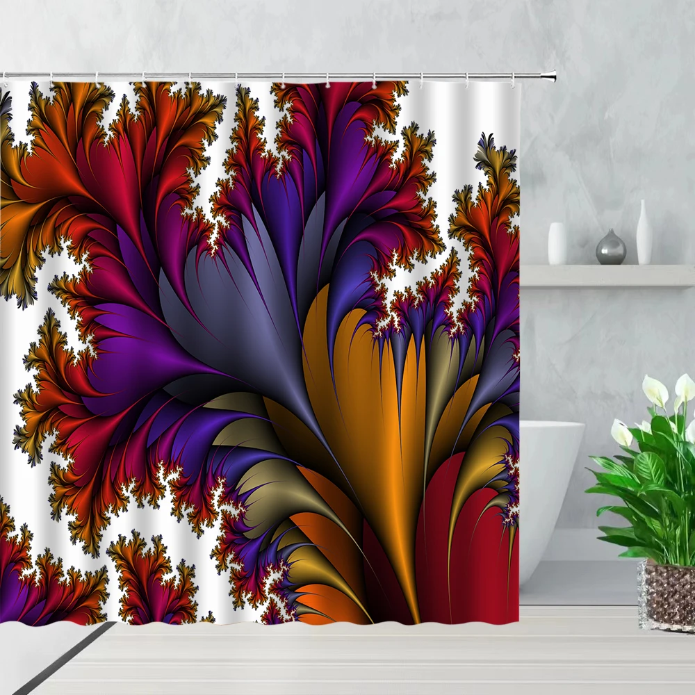 

Creative Color Line Geometry Shower Curtain Fluid Abstract Pattern Fabric Bathroom Supplies Decor with Hooks Cloth Bath Screen