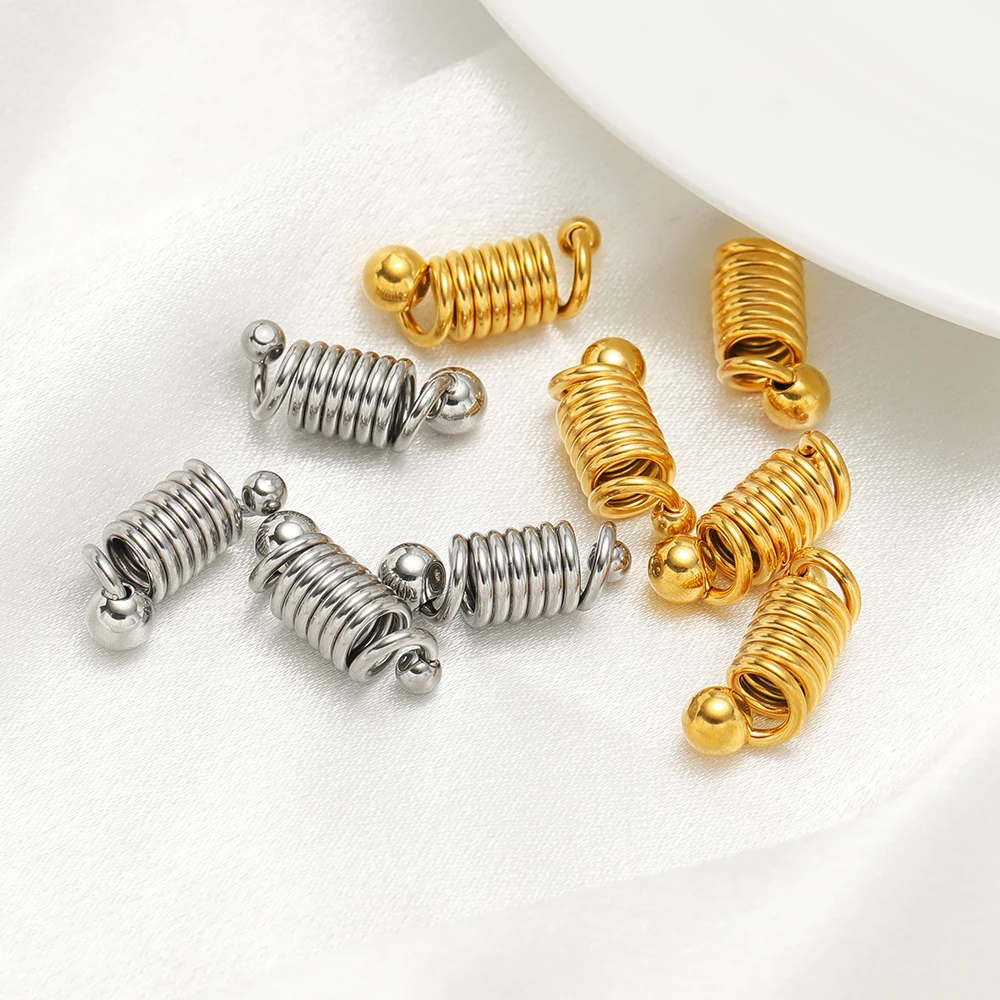 5 Stück Gold Edelstahl Schicke Spiral-Feder-Charms Verbinder für DIY Halsketten Schmuckherstellung Armbänder Zubehör Großpackung – Detail 4