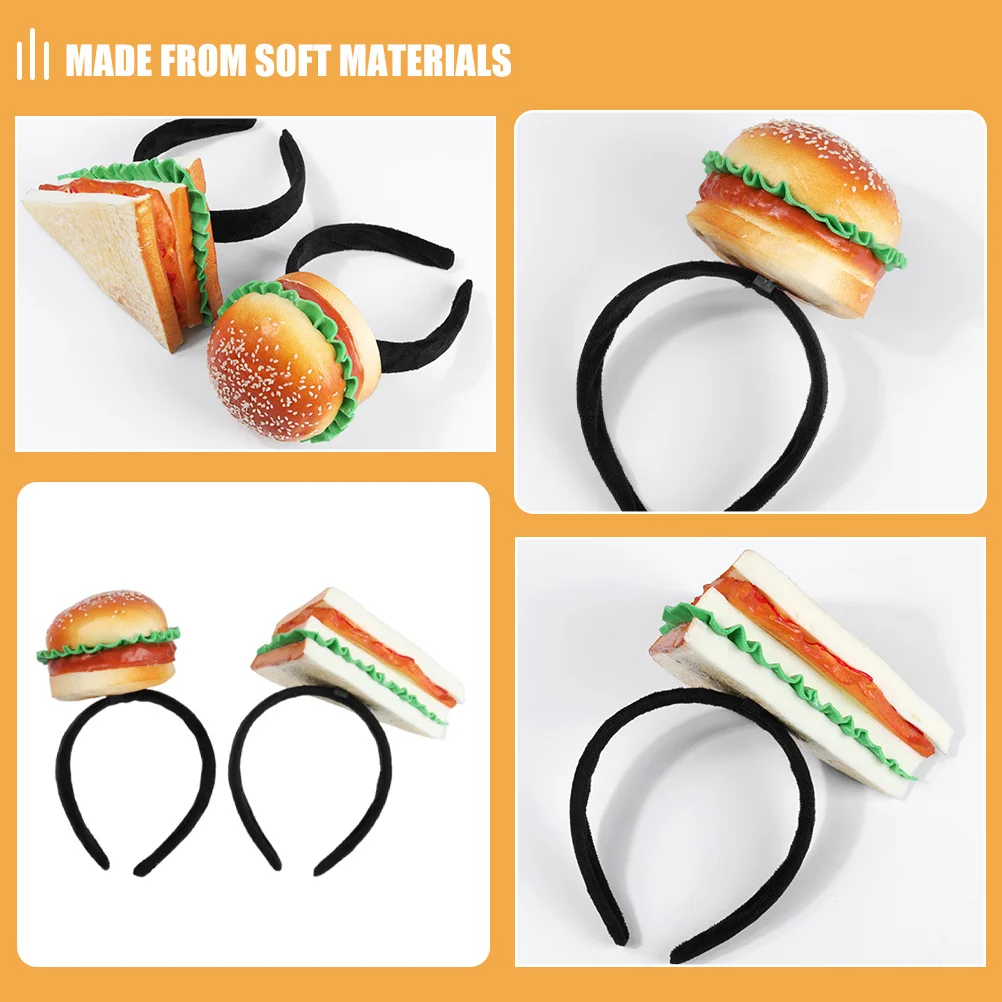 عصابة رأس على شكل كعكة همبرغر مكونة من قطعتين من أزياء الوجبات السريعة، قبعة ساندويتش للبالغين، ملحقات البطاطس المقلية، قبعة قماش لغسل الوجه