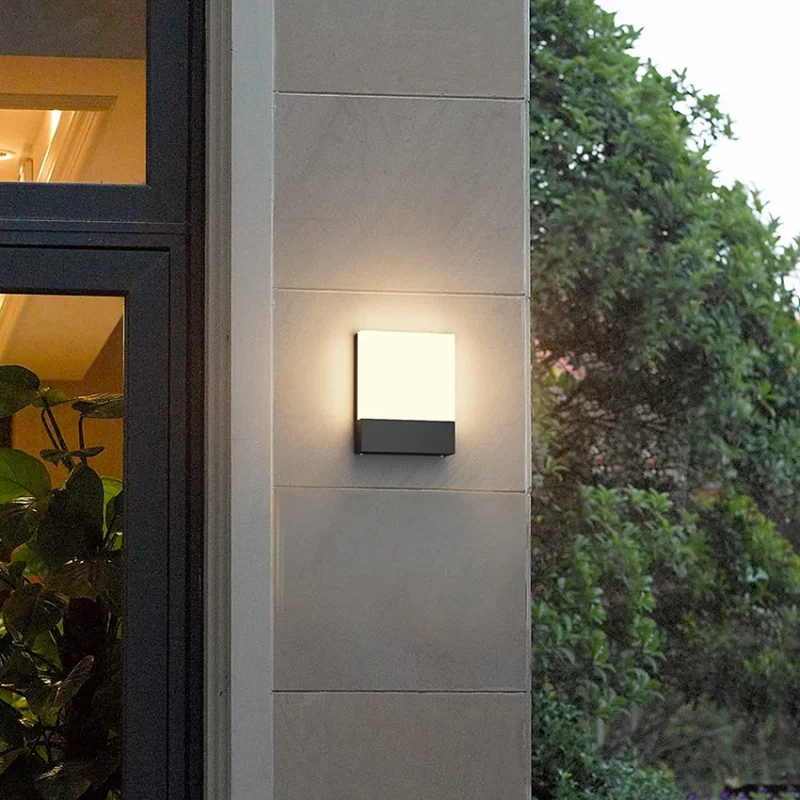 Lámpara LED de pared impermeable para exteriores, iluminación de aluminio para patio, jardín, balcón, porche, 18W, AC85-265V