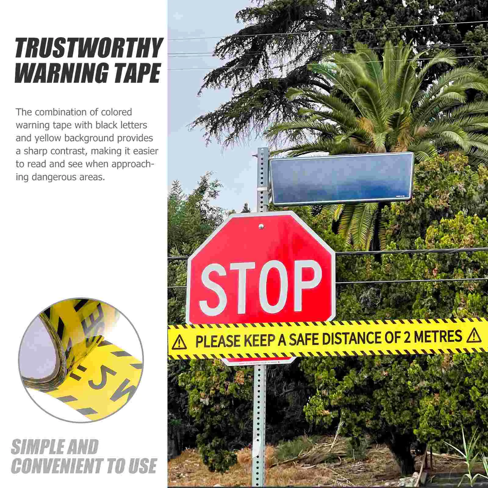 Adhesive Tape Warning Safety Caution Emblems Black Letter Bopp Anti-slip Sticker Sign