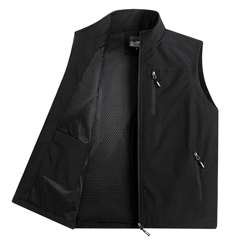 Gilet softshell leggero da uomo con tasche con cerniera Giacca senza maniche antivento per escursioni, golf, capispalla da esterno