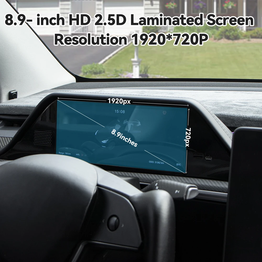 HUD Carplay para salpicadero inalámbrico, pantalla de 8,9 pulgadas, Android, accesorios para Tesla Model 3 Y, tablero de instrumentos, pantalla