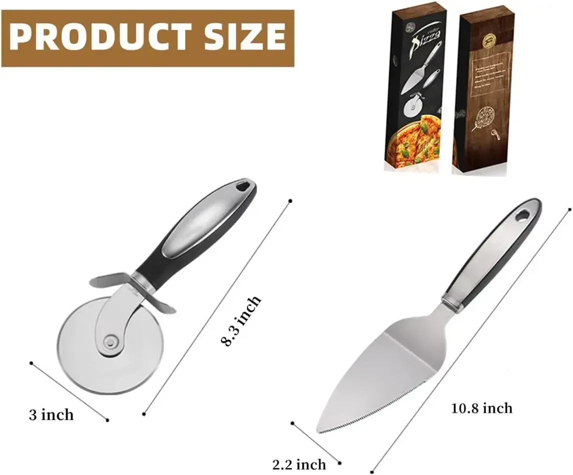 2025 Neuer rutschfester Pizzaschneider aus Edelstahl für die Küche, Premium-Pizzaschneider, Rad, Pizzaserver für Waffeln, Kekse, Kuchen und Doug