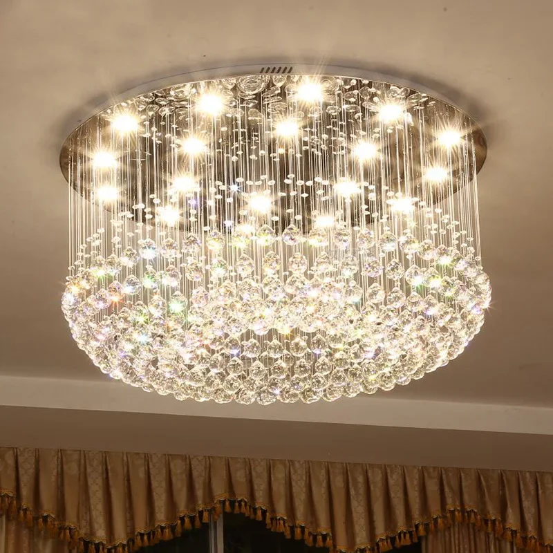 Modern Crystal Chandelier For Ceiling Luxury Led Round Lamp Home Decor Light Living Dining Room Bedroom Lobby K9 Cristal Lustre