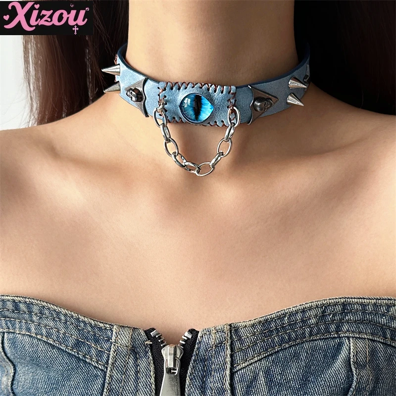 

Gothic blue devil's eye collar women's neck accessories necklace niche design sense advanced personality women collarbone chain