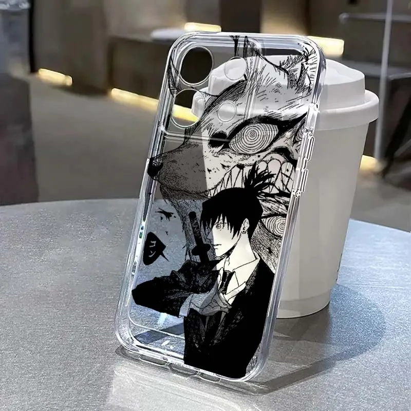 

Anime Luxury Chainsaw Man Art Phone Case For Xiaomi Poco X5 X6 X7 F7 F6 F5 F4 M6 M8 C85 Redmi 15C 12 Pro Ultra 5G Transparent
