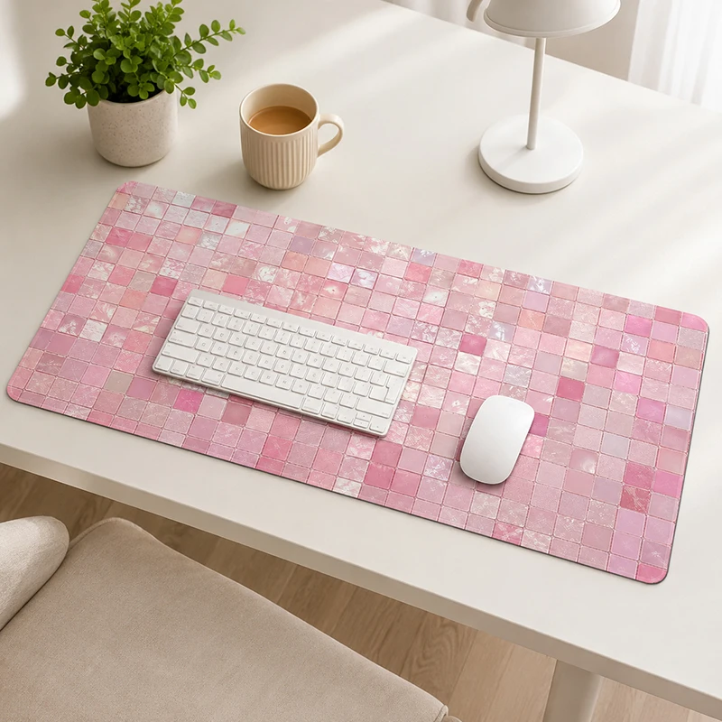 Pink Mosaic Checker Mouse Pad Gamer printon demand Computer New Mousepad XXL Soft Natural Rubber Office Computer Mice Pad