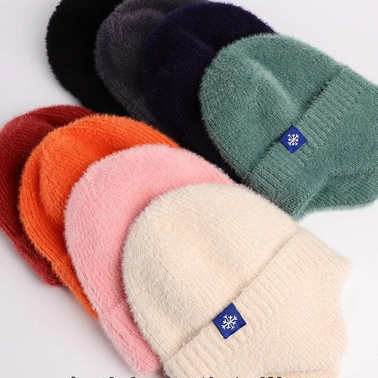 Offre spéciale femmes oreillette hiver chapeau bonbons couleurs mode fausse fourrure tricoté chapeau Kpop Style doux Beanie chapeaux femme Streetwear casquette
