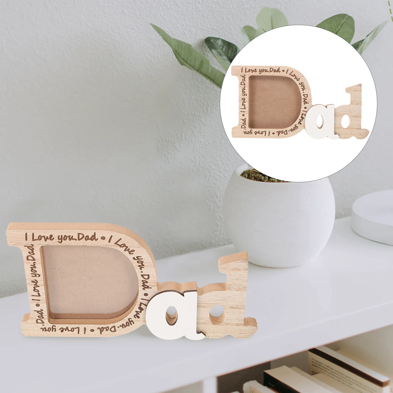 Display Shelves Picture Frames Painting Wooden Photo Father's Day Vintage Plaque Home Dad Household