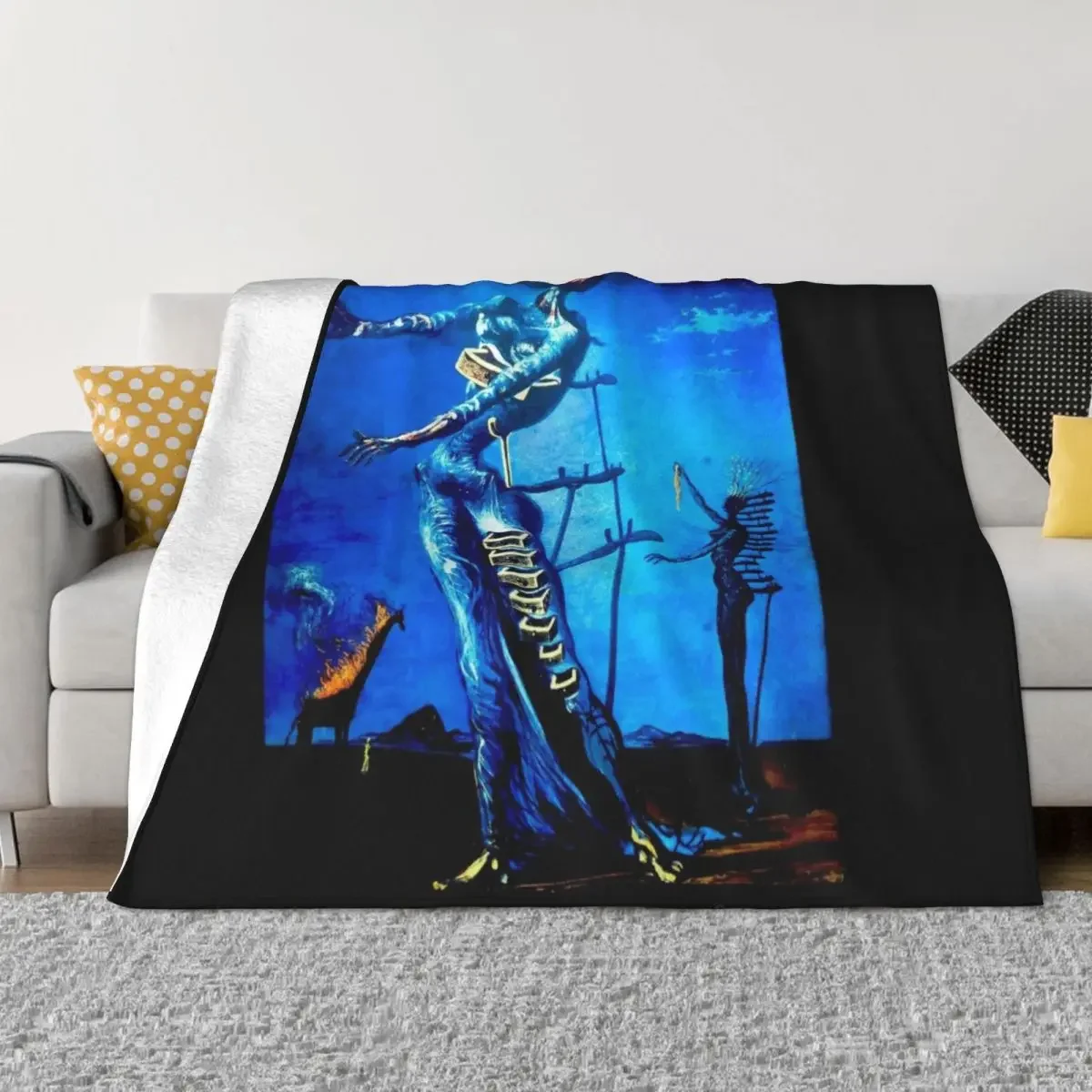 THE BURNING GIRAFFE : Vintage Abstract Print Throw Blanket Fluffy Shaggy Flannels Stuffeds Blankets