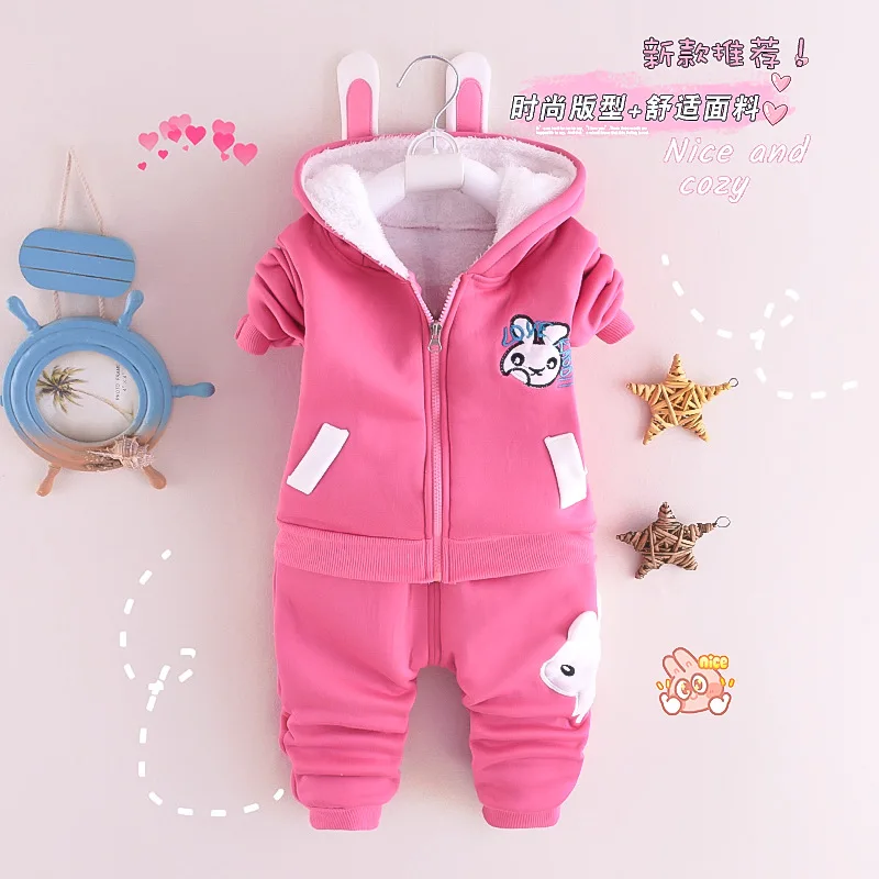 Herbst-Winter-Kleidungsset für Jungen und Mädchen, Kinder-Plüschanzüge, lässige, warme, dicke Outfits mit Cartoon-Bären-Motiv, Trainingsanzug für 0-5 Jahre – Detail 7
