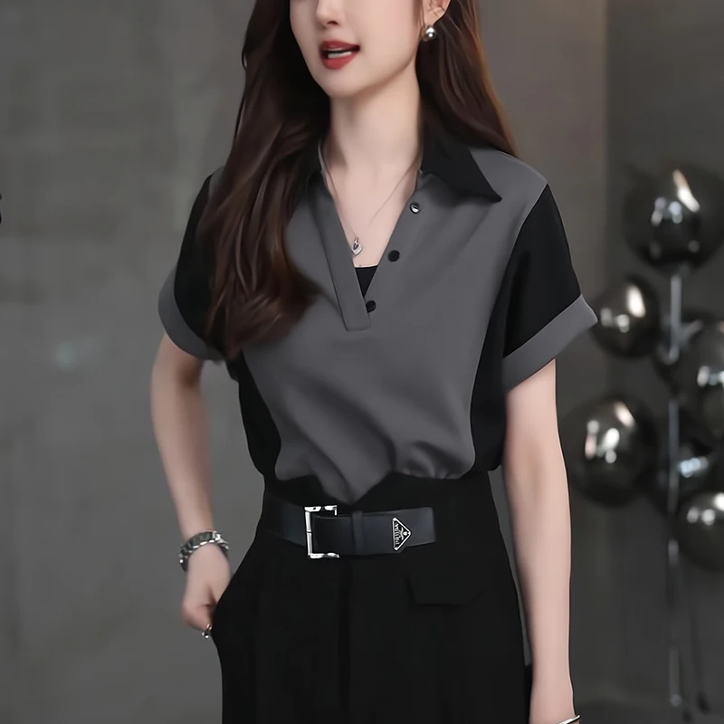 

Модная женская футболка Gtuq с коротким рукавом, пэчворк, цветные блоки, высококачественная, летний дизайн, трендовый топ