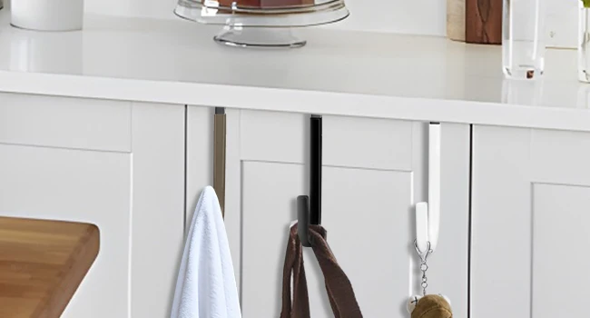 Tür-Aufhänger-Haken mit Gummi-Organizer-Haken für Wohnzimmer, Badezimmer, Schlafzimmer, Küche zum Aufhängen von Kleidung, Handtüchern, Hüten, Mänteln – Detail 5