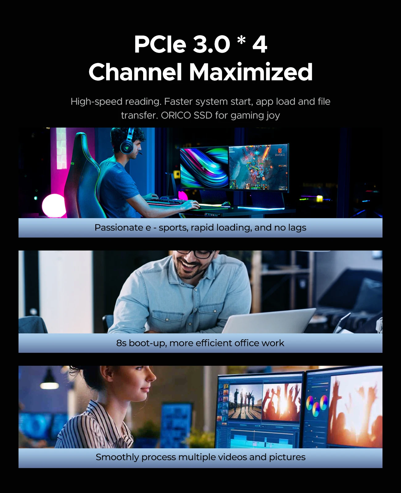 ORICO M.2 NVMe SSD 1TB PCIe3.0 3500MB/s 2280 PCIe Gen3x4 NVMe Internal Solid State Drive for Laptop/Desktop 3D NAND 5 Yeas