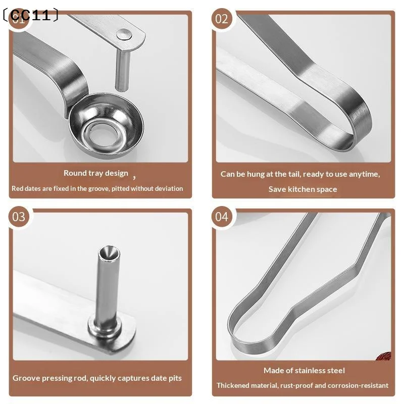 Stainless Steel Cherry Seed Remover Cutter Kitchen Gadgets Vegetable Tool Apples Red Dates Corers Twist Core Remove Pit〔CC11〕 - view 3