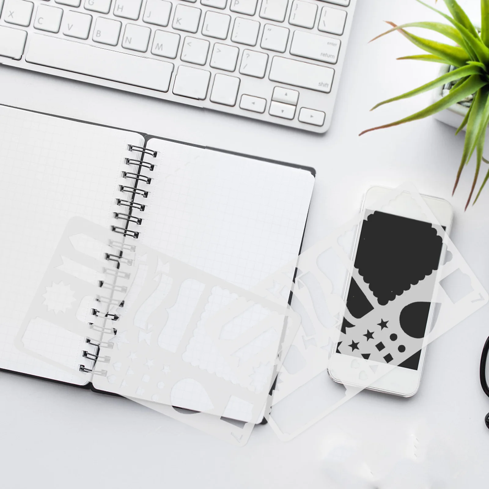 

6pcs Drawing Stencils For Crafts Pet Reusable Painting Templates Hollow-Out Diy Journaling Art Supplies Stencils For Journaling