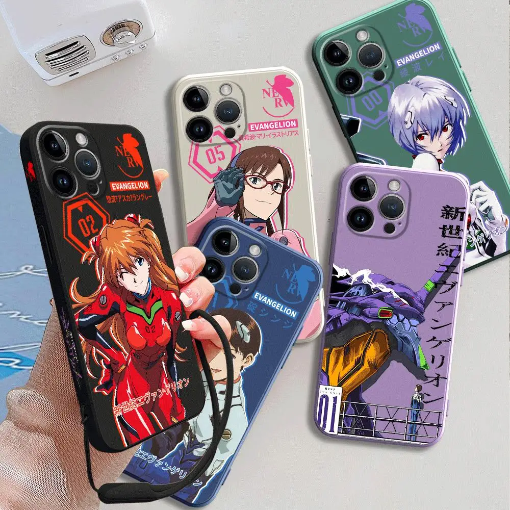 Anime G-Genesis E-Evangelions Phone Case for Apple iPhone 13Pro 15 Plus XR 12 Mini 11 SE 14ProMax XS Max 8 7 Square Liquid Cover