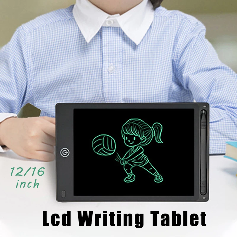 Lcd تابلت للكتابة 12/16 بوصة أرقام السبورة ماجيك الكتابة على الجدران رسم لوحة الرسم اللعب المحمولة منصات الكتابة اليدوية للأطفال أفضل الهدايا