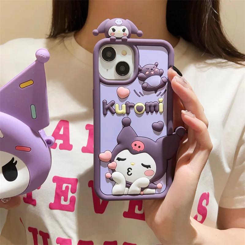 Cute Sanrio Kuromi Cartoon Phone Case For iPhone 14 13 12 11 Pro Max Mini Xs Xr X 8 7 6S 6 Plus Anime Silicone Soft Cover