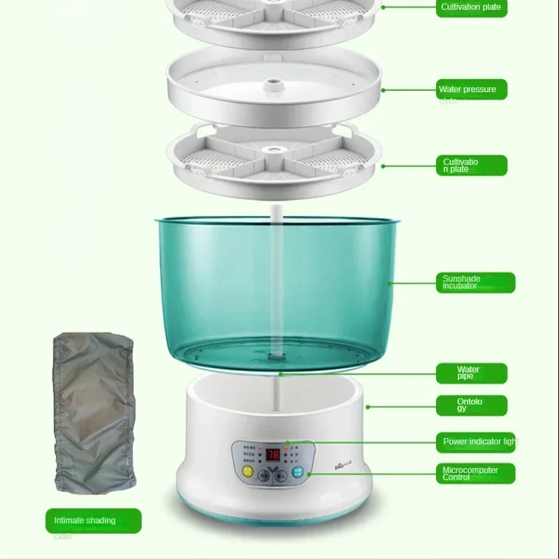 Bonenkiemmachine Multifunctionele Rauwe Taugé Huishoudelijke Dubbellaagse Sojabonen Mungboon Spruit Automatisch Intelligent