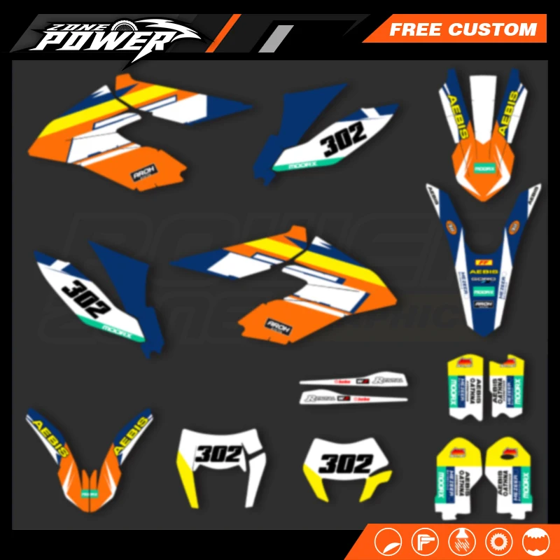 Powerzone Custom Team Decals Stickers Kits for KTM 2012-2017 2018 2019 2020 2021 FREERIDE 250 300 Customized Number 18