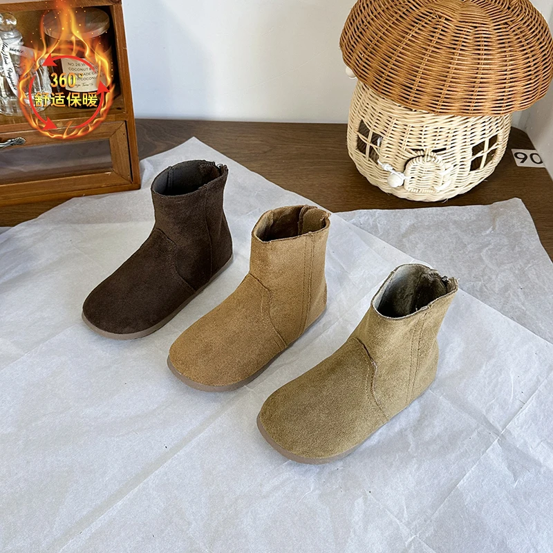 Children Leather Boots for Girls 2025 Winter New Fashion Korean Style Soft Bottom Anti-slippery Versatile Princess Catwalk Shoes