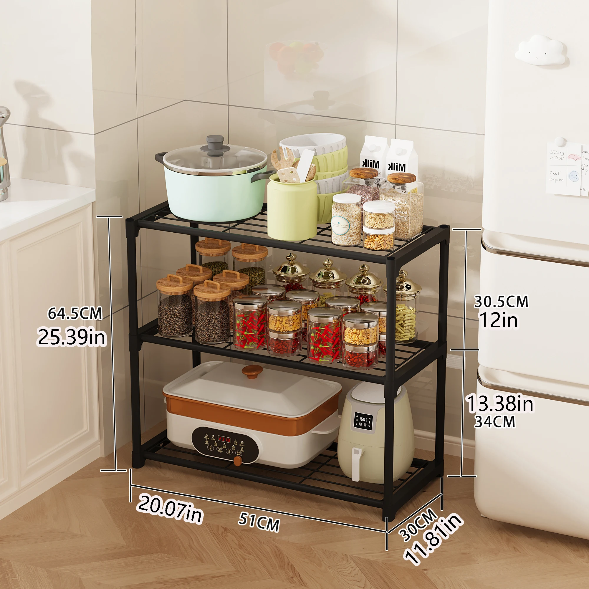 多機能な床置き型収納ラックは、様々な段数で利用可能で、異なる - Kitchen Appliances In Store のレビューと価格