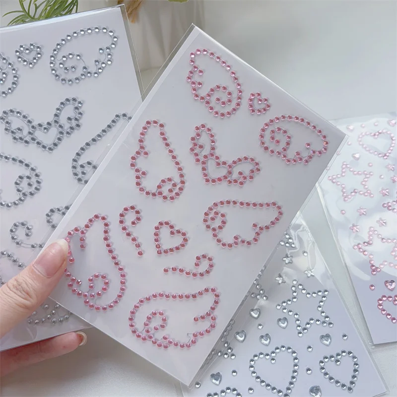 4 Silver Face Stickers with Diamond Angel Wings, Diamond Stickers for Stage Makeup, Rhinestone Accessories, Atmospheric Eye Corner Glitter Diamond Face Stickers
