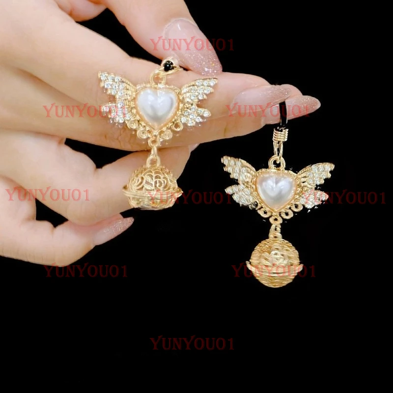 Angel Wings Bell Metal Clip Pearl Chain Adjustable Size Niche Original