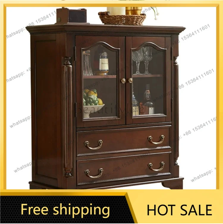 XX. All solid wood American side cabinet, old large-capacity storage cabinet in living room