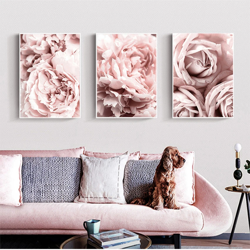 Picture Scandinavian Wall Art Picture Living Room Decor Flower Poster Peony Print Roses Wall Art Floral Art Canvas Painting Wall