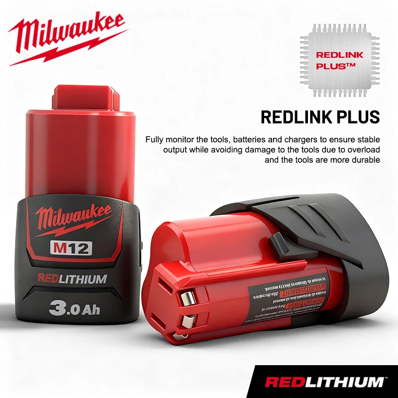 12 فولت بطارية ميلووكي M12 بطارية قابلة للشحن لأداة M12B4 ميلووكي M12 48-11-2402 48-11-2411 48-11-2401MIL-12A-LI أدوات