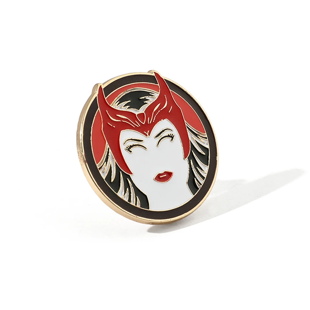 Disney Marvel Superhero Scarlet Witch Badge Wanda Maximoff Pin Jewelry Gift Cute Enamel Brooches Backpack Accessories For Women