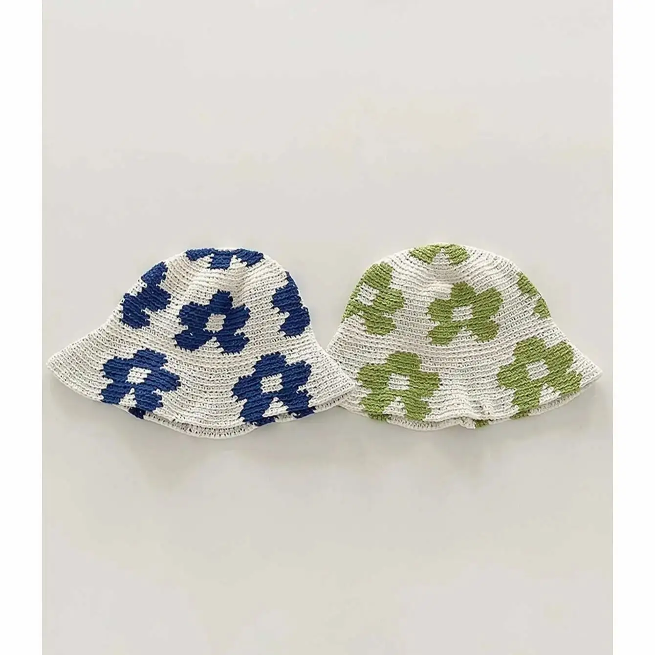 قبعة صياد السمك المحبوكة يدويًا على شكل زهرة ملونة للنساء في الخريف والصيف، قبعة حوض متعددة الاستخدامات للتصوير الفوتوغرافي في الشوارع