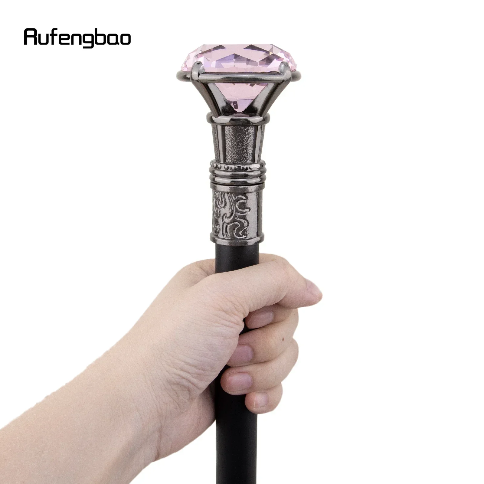 Pink Diamond Type Silver Walking Cane Fashion Decorative Walking Stick Gentleman Performance stage Cane 93cm