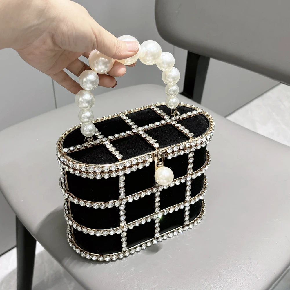 Handle Evening clutch Bag Purses and handbag luxury Designer shoulder bag Shiny Crystal rhinestone Clutch purse bucket bag