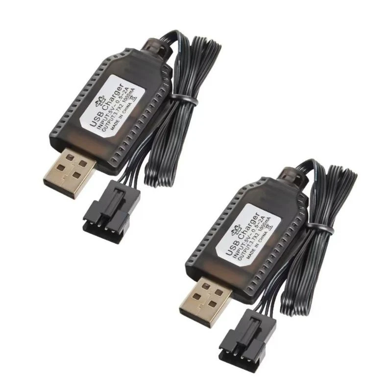 DXAB 2Pack 7.4V USB Charging Cable SM2.0 4P Connectors for LiPos Battery Car Models and Toy