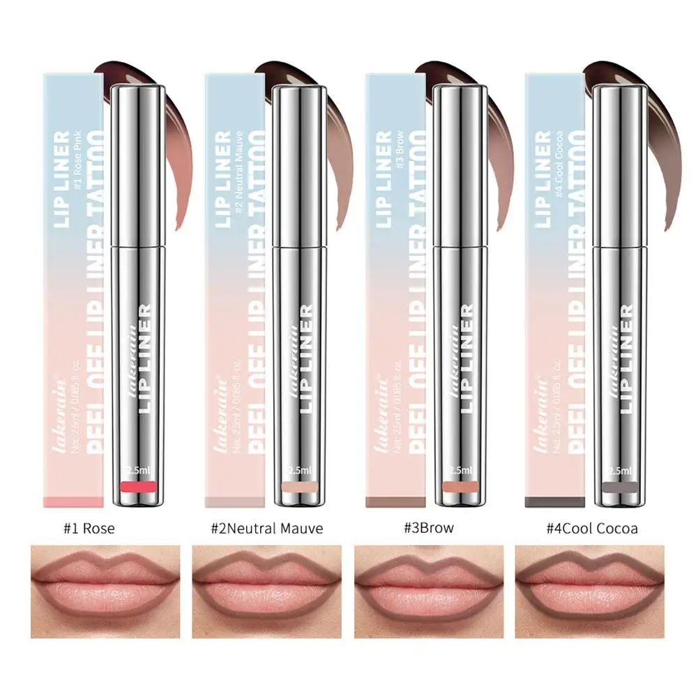 Waterproof Lip Liner Peel Off Tattoo Lipgloss กันน้ํา Long Lasting Matte Lip Tint สีน้ําตาล Contour Tear-off Lips Stain เครื่องสําอางค์