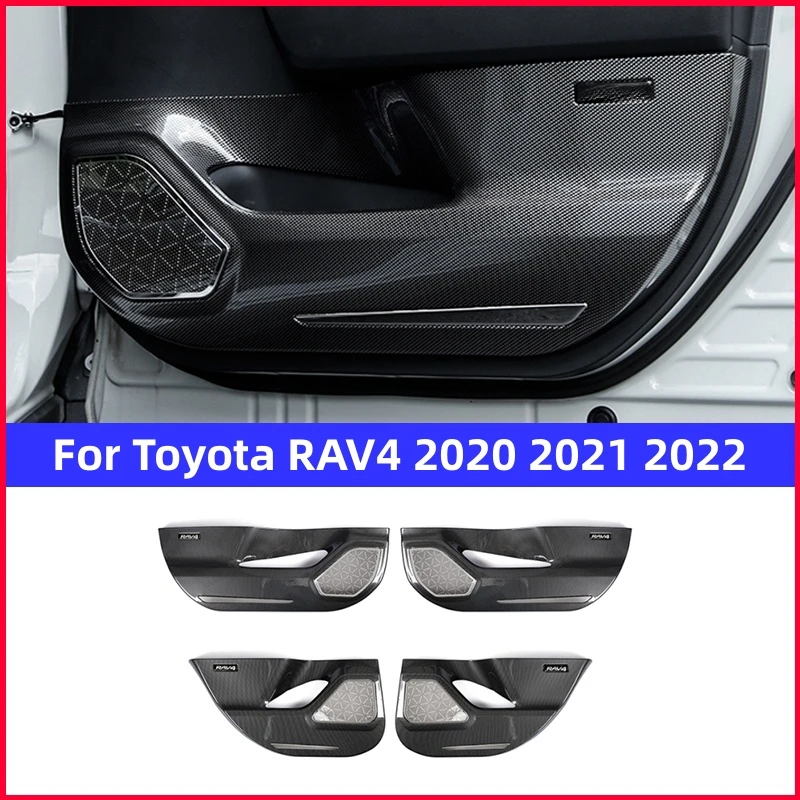 

For Toyota RAV4 2020-2022 Car Door Anti Kick Pad ABS Carbon Fiber Car Door Dustproof Protective Sticker Car Styling Accessories