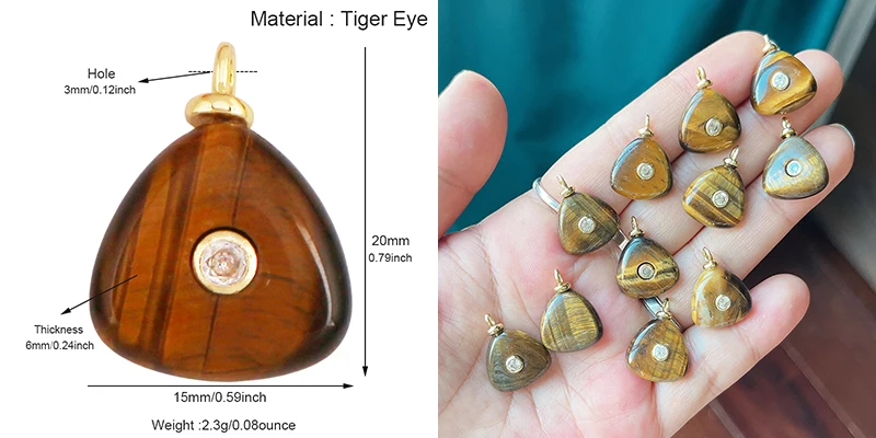Edelstein-Charm-Anhänger aus türkisfarbenem Malachit, schwarzem Achat, rosa Quarz, 18 Karat echt vergoldeter Schmuck für die Herstellung von Halsketten, S58 – Detail 34