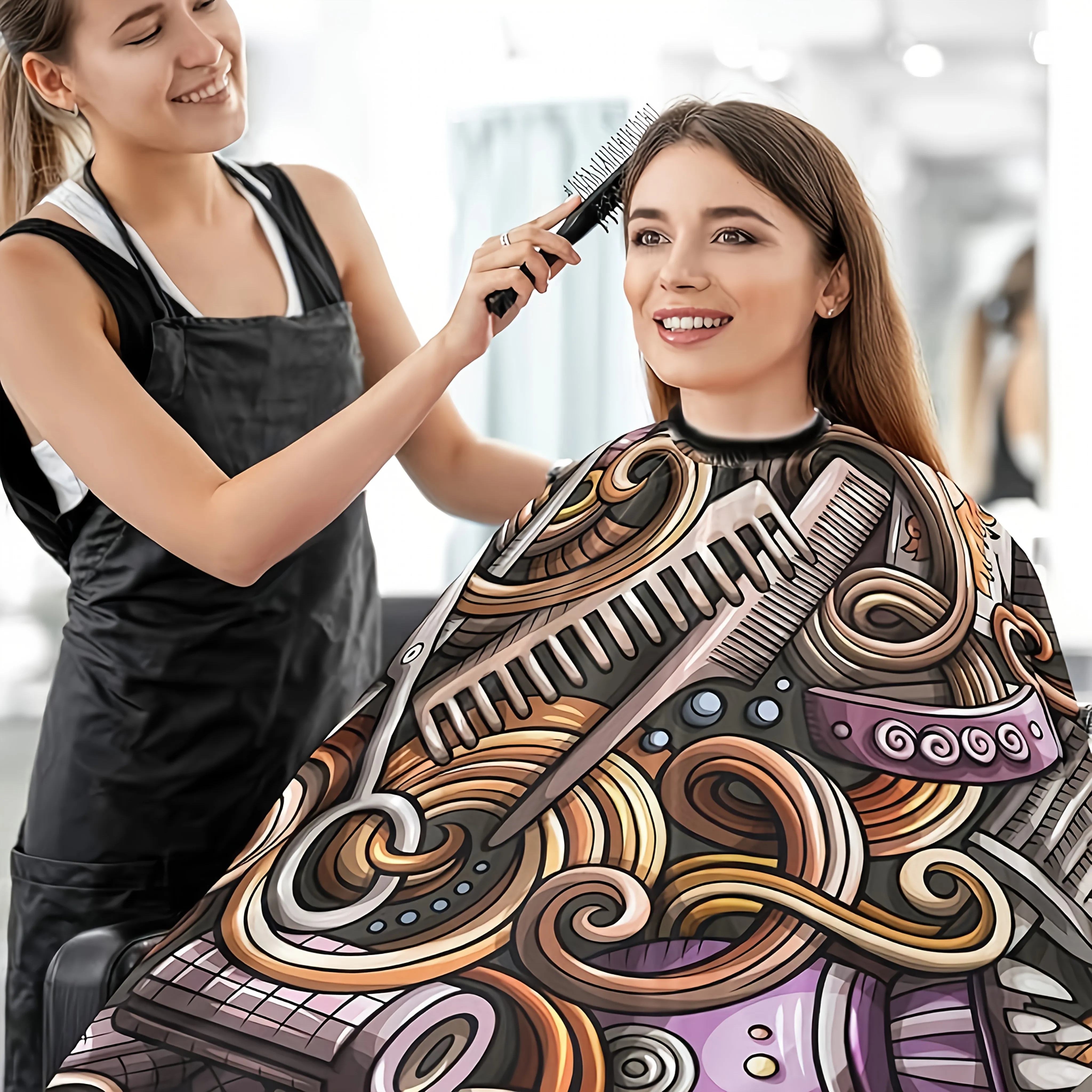 Salon Hair Styling Cape Waterproof Anti Static Hair Cutting Cloak Lightweight Nylon Barber Apron For Hair Dye Cut Perm Bleach