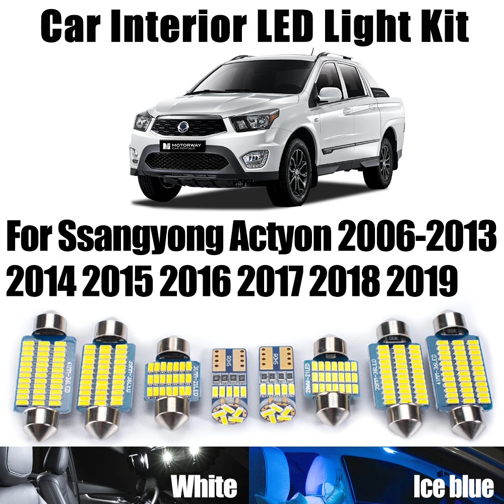 For Ssangyong Actyon 2006-2016 2017 2018 2019 Car License Plate Bulbs No Error Vehicle LED Interior Map Dome Light Kit Canbus